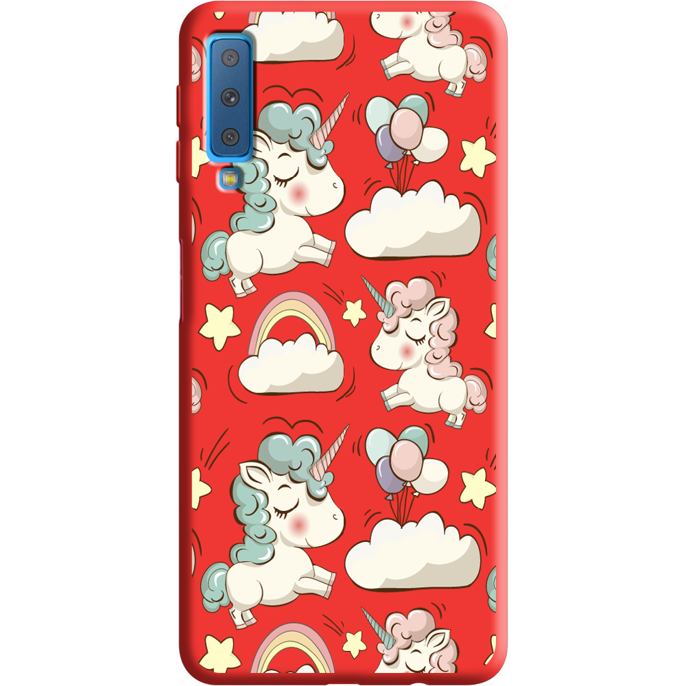 Чохол Boxface Samsung A750 Galaxy A7 2018 Unicorns Червоний силікон  (35481-cc2-36138)