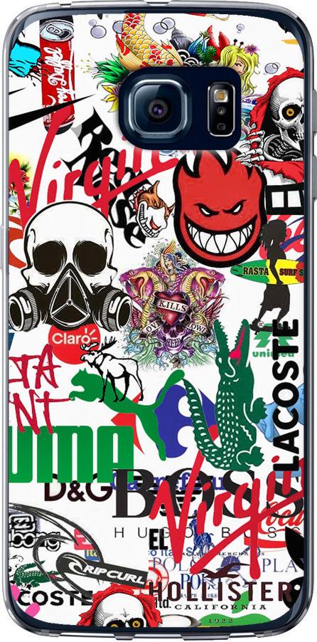 Чехол на Samsung Galaxy S6 Edge G925F Many different logos (4022t-83-42517)