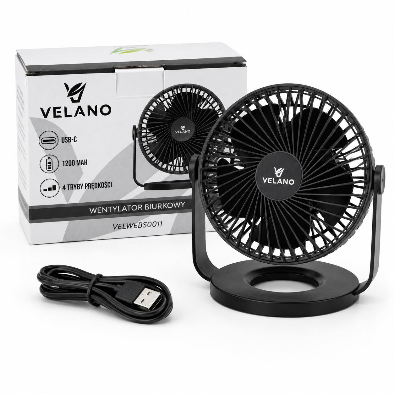 Вентилятор настольный аккумуляторный Velano VELWEBS0011 1200 мАч Li-ion