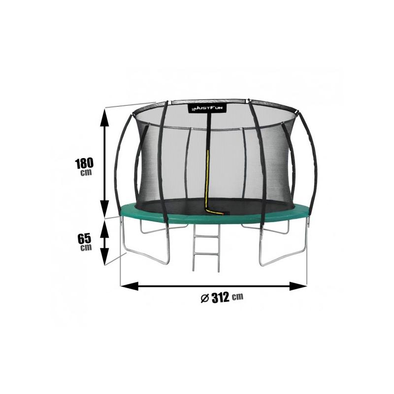 Батут Just Fun з сіткою 305 см Fiberglass + драбинка Green - фото 2