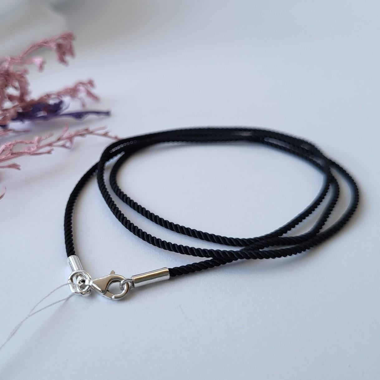 Шнурок на шею шелковый крученный из серебра 45 см 1,5 мм 925 проба 1469 0,60 г