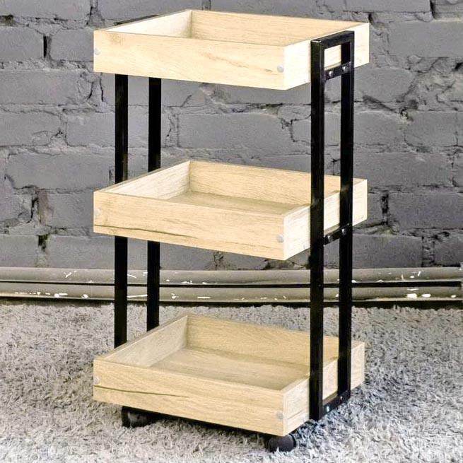 Этажерка для ванной из дерева на колесиках Неартис Венге/Бланже (АБТ-01061201)