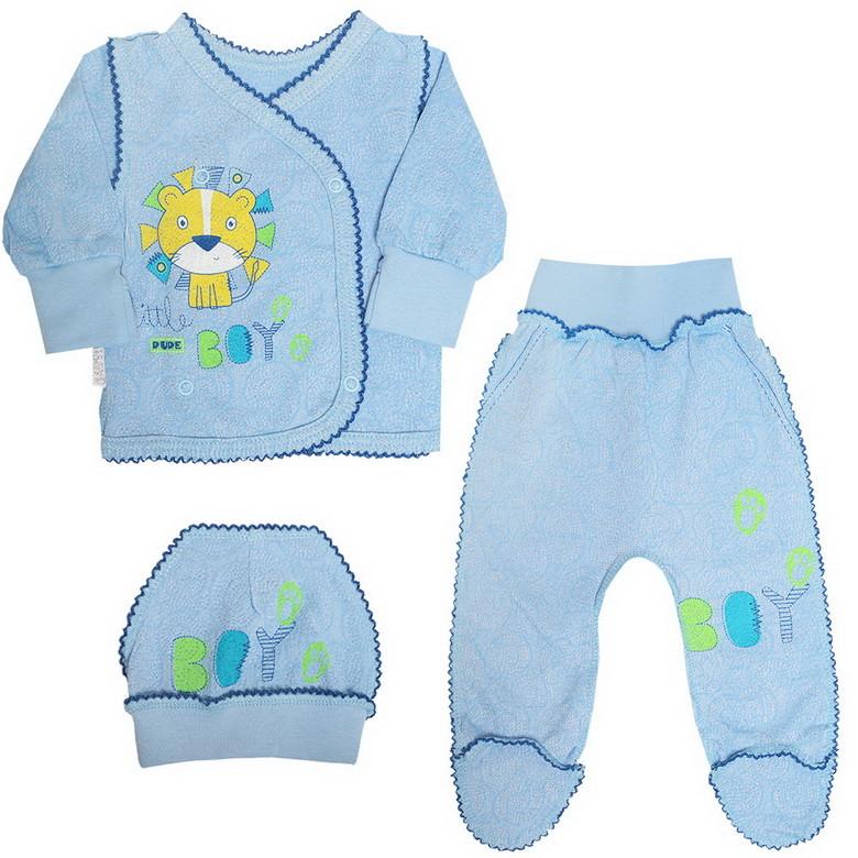 Комплект детской одежды хлопковый летний для мальчика Gabbi Кнопа 3 предмета 56 см Голубой (10575)