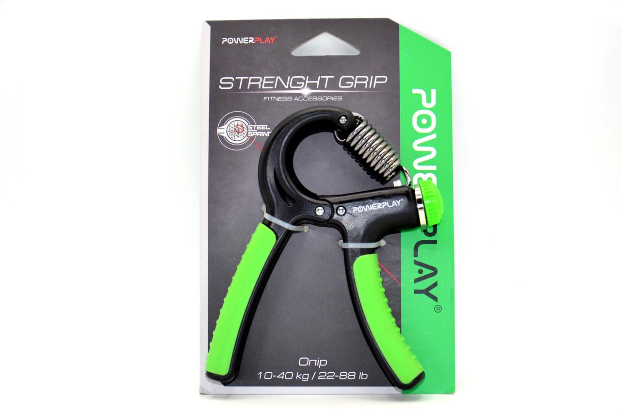 Эспандер кистевой PowerPlay PP-4323 Strength Grip с регулируемой нагрузкой 10-40 кг Черно-зеленый (21781568) - фото 10