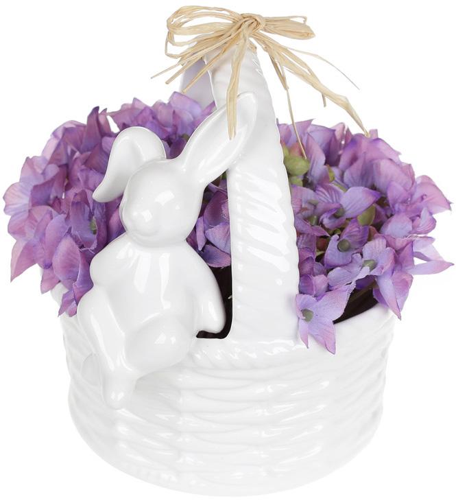 Цукерниця декоративна Зайчик на кошику 16х16х14,5 см Білий (BD-733-323) - фото 2 Цукерниця декоративна Зайчик на кошику 16х16х14,5 см Білий (BD-733-323) - фото 2