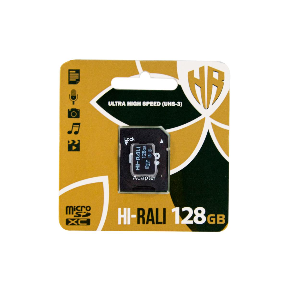 Карта пам'яті micro SDXC 128 Гб Hi-Rali UHS-3 Сlass 10 з адаптером (1009176-Other)