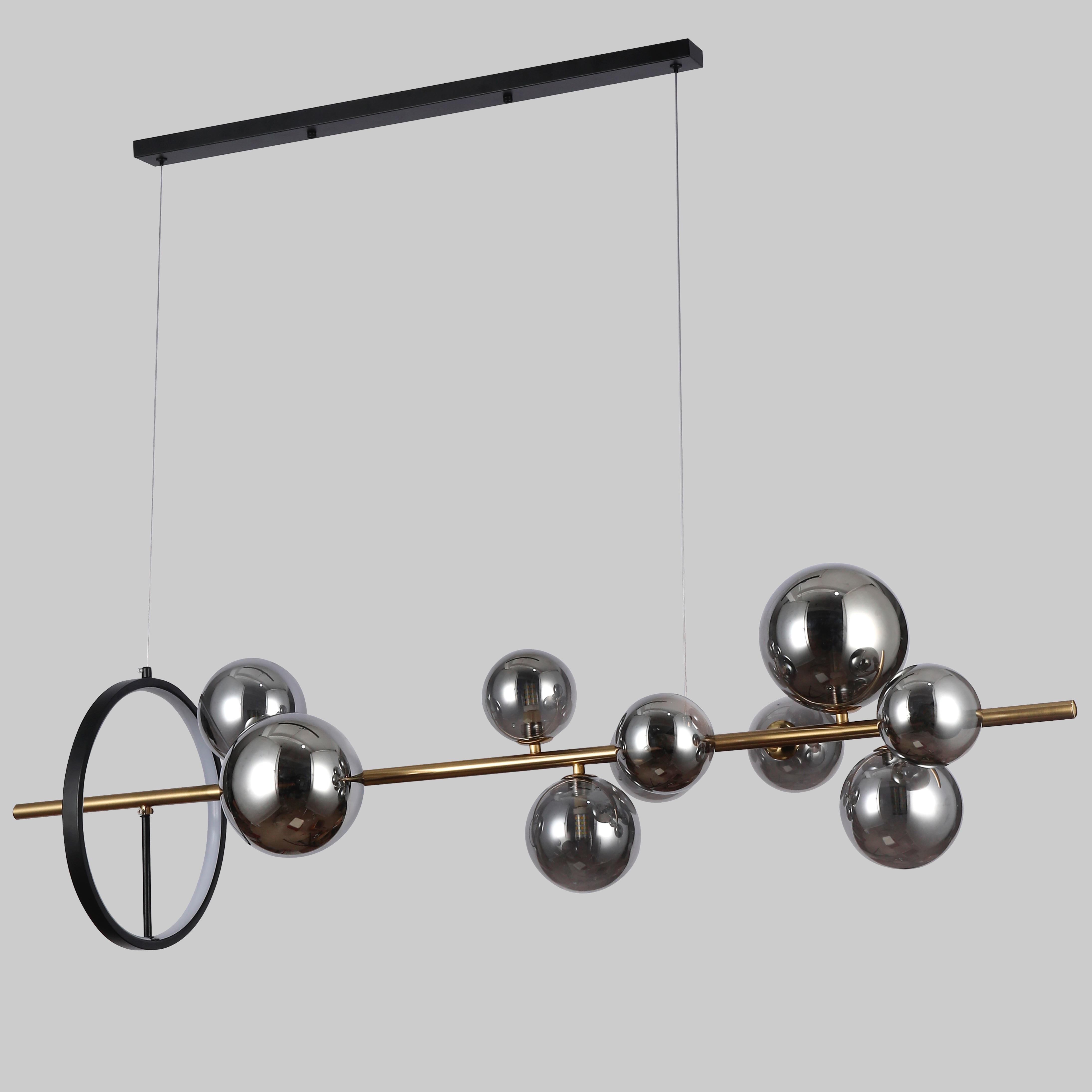 Люстра подвесная Bubbles на 10 ламп с графитовыми плафонами (918-LP267-10 GAB+BK)