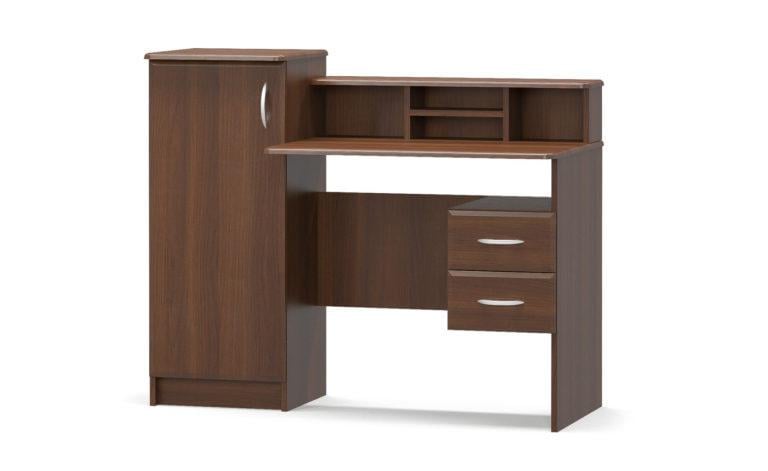 Письмовий стіл учнівський Мебель Сервіс Пінокіо з полицями та шухлядами МДФ 120х98 см Горіх (stil_MDF_Pinokio_4_MS)