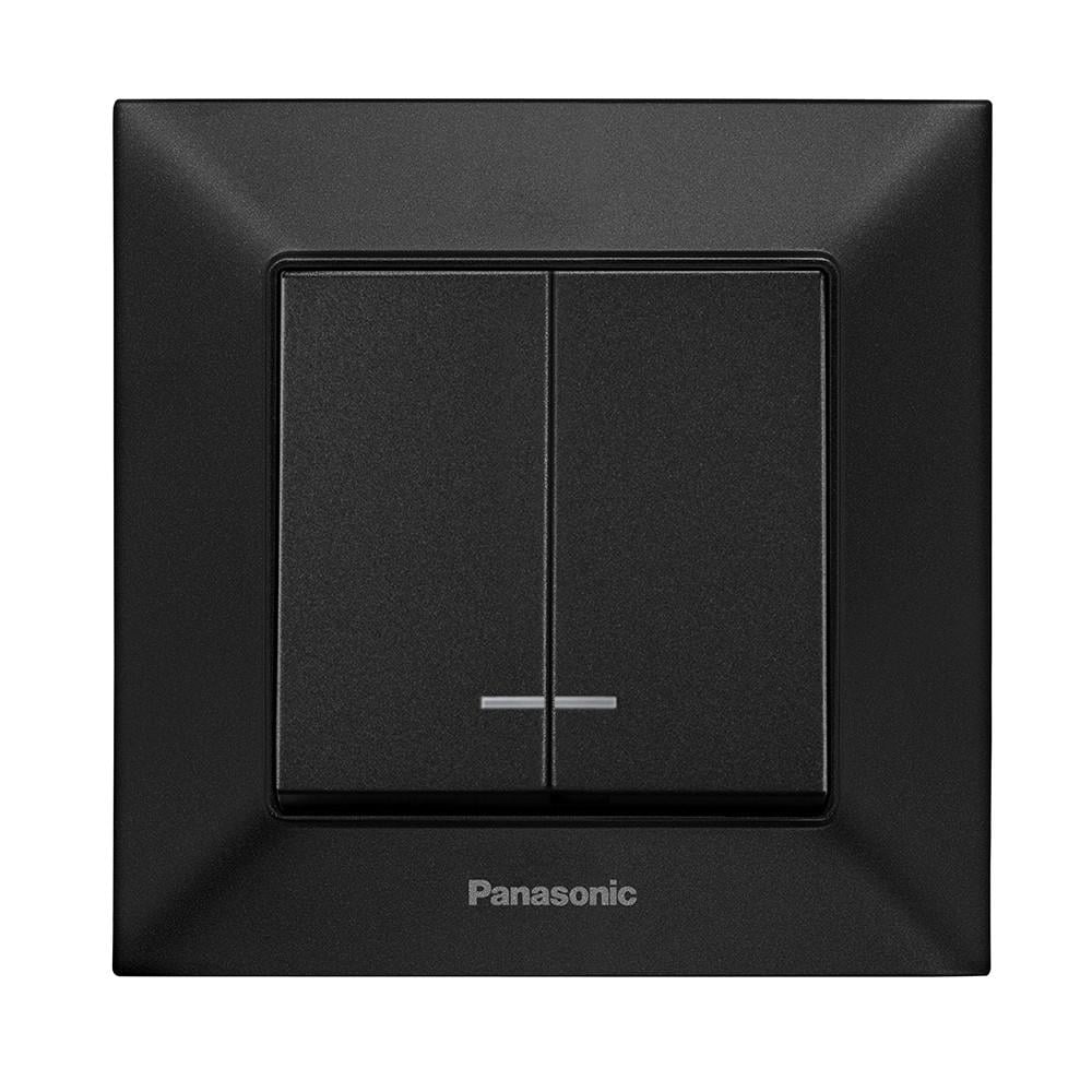 Выключатель 2-клавишный Panasonic Arkedia Slim с подсветкой Черный (23815333) Выключатель 2-клавишный Panasonic Arkedia Slim с подсветкой Черный (23815333)