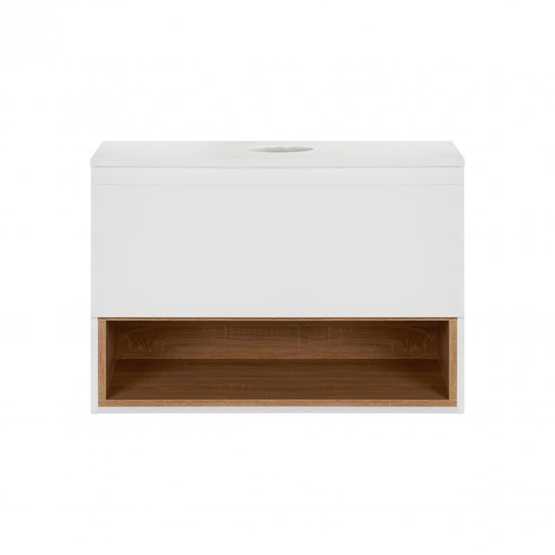 Тумба подвесная Q-tap Robin 700х476х437 White/Whitish oak со столешницей QT1379TPН7001WWO (13778)