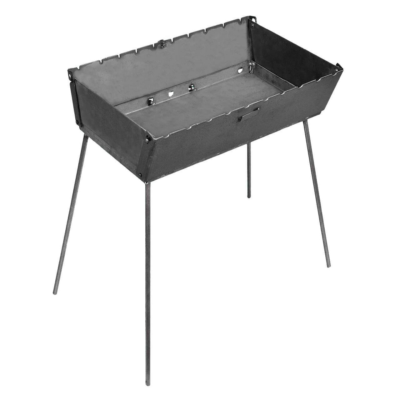 Мангал-чемодан 3 мм на 10 шампуров 510х300х140 мм