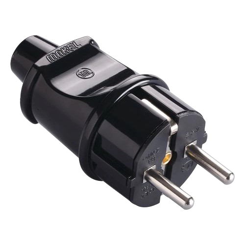 Вилка с заземлением прямая Makel 10052 евро Черный (29466223)