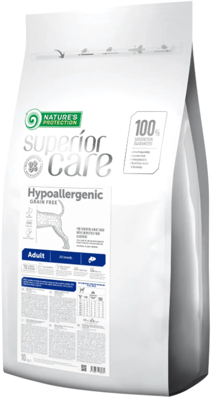Корм сухой беззерновой Superior Care Hypoallergenic Grain Free All Breeds гипоаллергенный для взрослых собак всех пород 10 кг (NPSC45797)