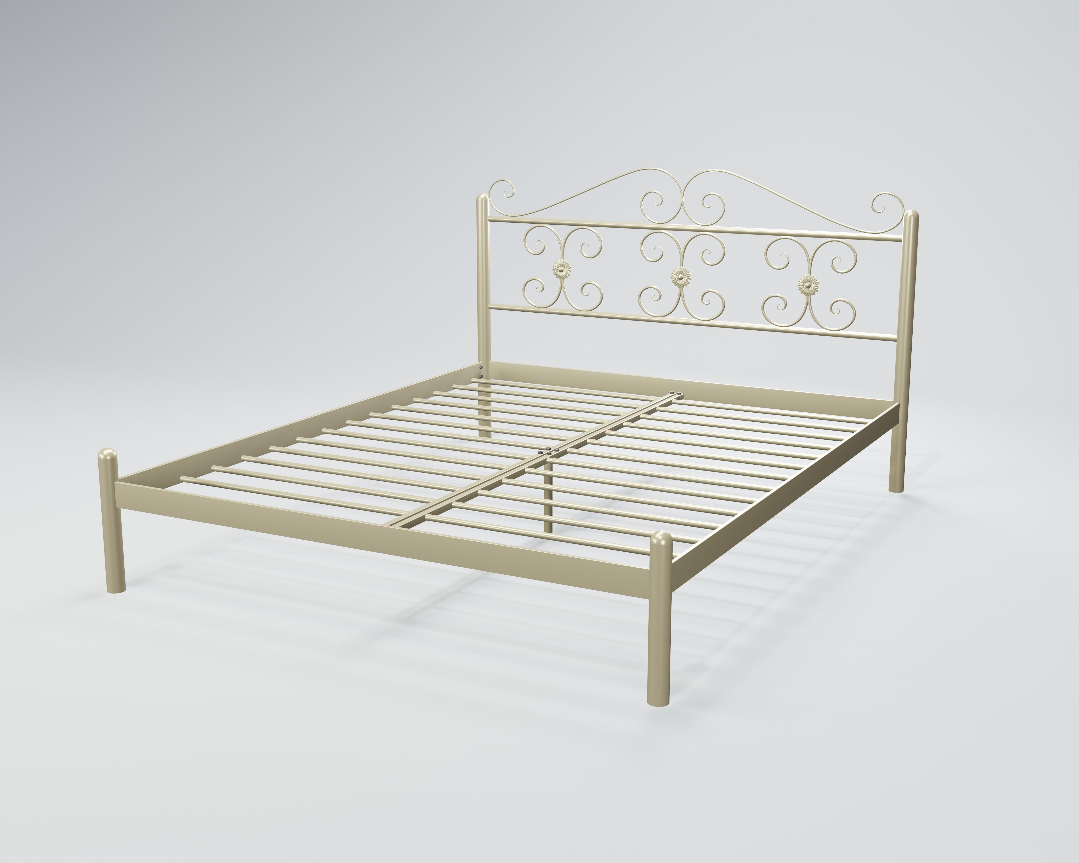 Кровать металлическая Бегония 160x200 см Бежевый