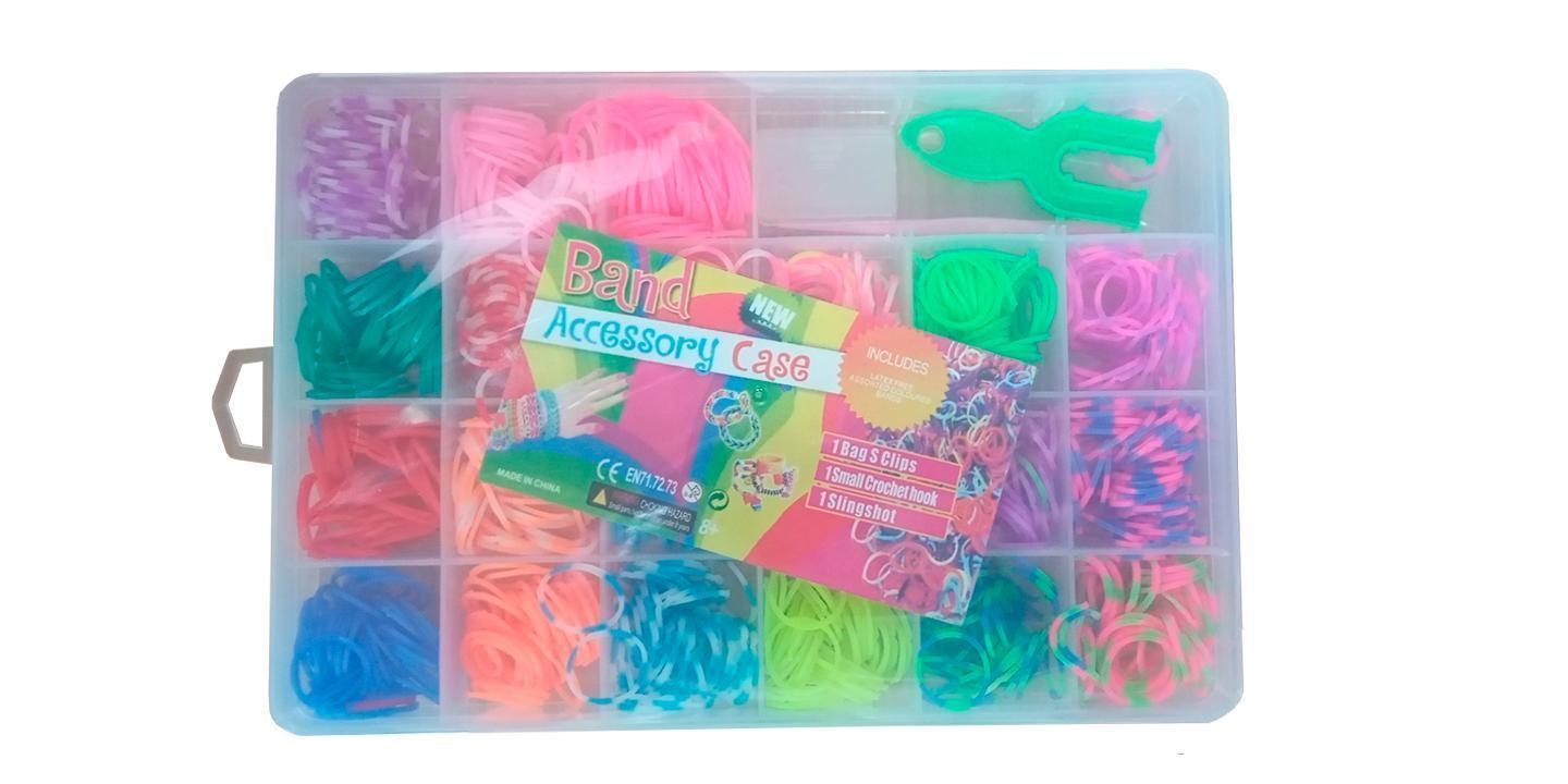 Набор для плетения из резинок Rainbow Loom 850 шт. крючок/рогатка/ксессуары Разноцветный - фото 2