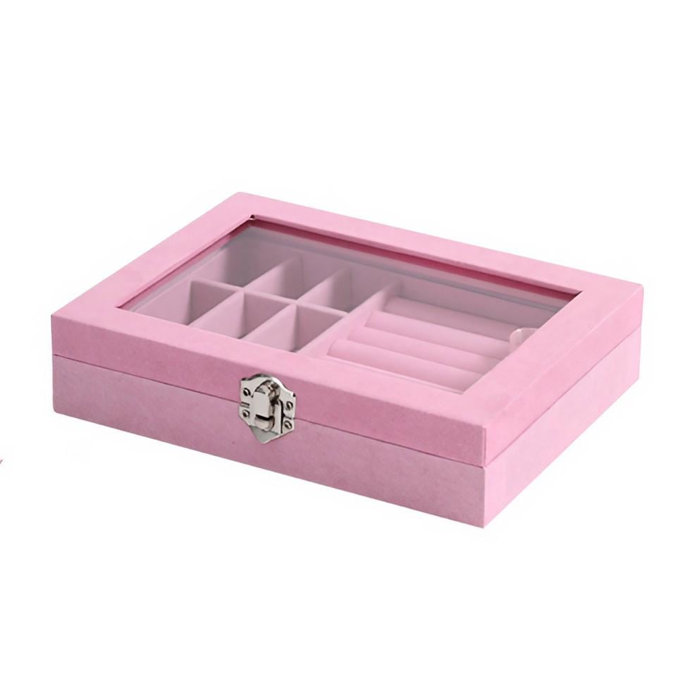 Ящик-органайзер для хранения 60+ ювелирных украшений и бижутерии Розовый (SHKSKL-PNK-1435)