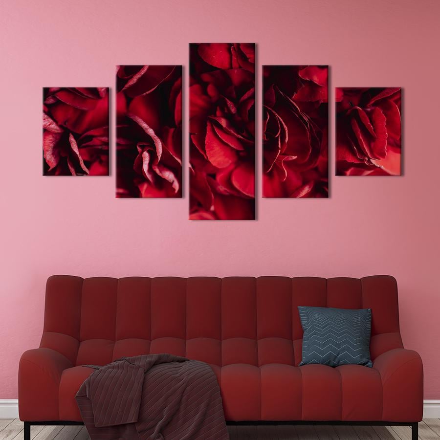 Картина на холсте Лепестки пунцовых роз 187x94 см (930-52)