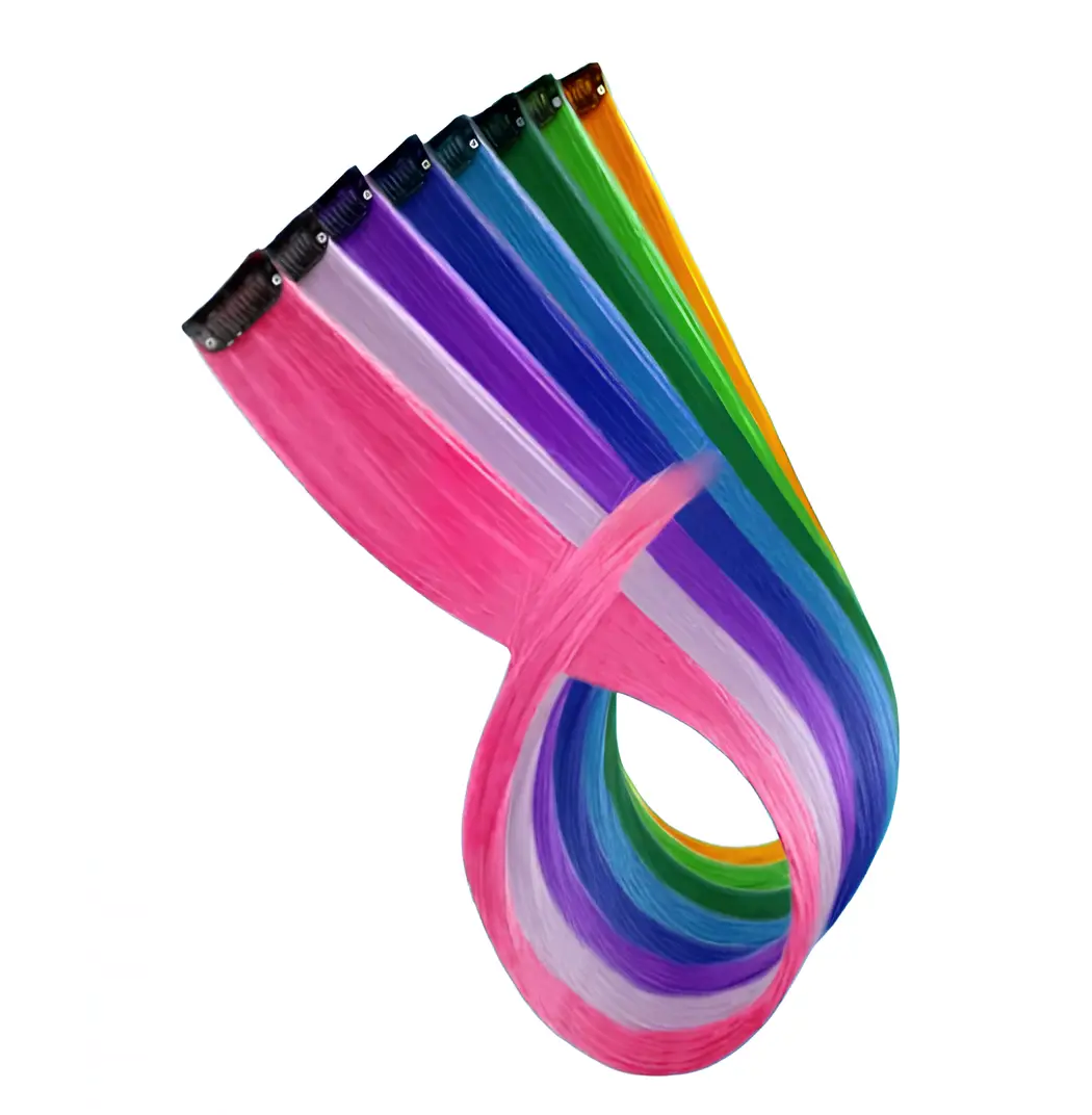 Пряди для волос на шпильках длинные цветные 55 см 8 шт. (13001)