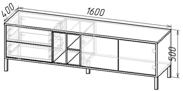 Тумба под телевизор Норди ТУ-ТВ-2 Норди 500х1600х400 мм Тахо/Белый - фото 3
