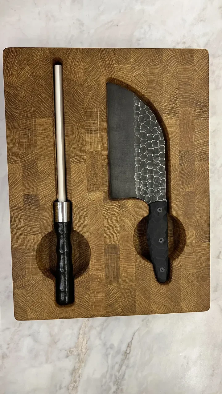 Набір кухонний дошка обробна торцева з тяпкою Серб темний та мусат 3 пр. (27722354) - фото 2 Набір кухонний дошка обробна торцева з тяпкою Серб темний та мусат 3 пр. (27722354) - фото 2