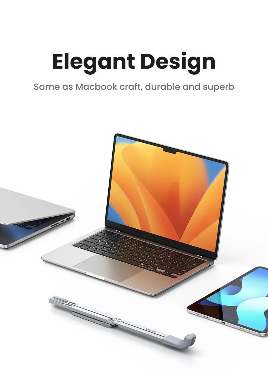 Підставка для ноутбука UGREEN до 17.3" алюмінієва складана легка вентильована Сріблястий (15622) - фото 9