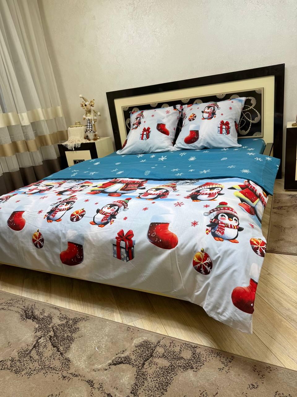 Комплект постельного белья двуспальный Новогодний 8325 хлопковый 180x220 см (28822146)