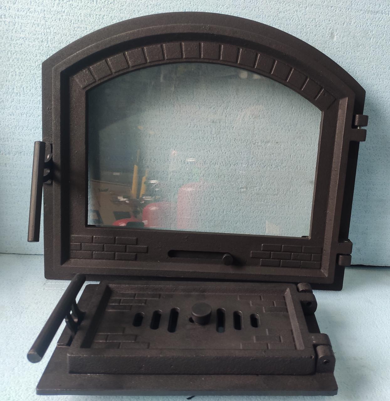 Дверки чавунні для каміна з термостійким склом і регулятором піддуву 42х49 см та піддувальні 19x33 см - фото 3 Дверки чавунні для каміна з термостійким склом і регулятором піддуву 42х49 см та піддувальні 19x33 см - фото 3