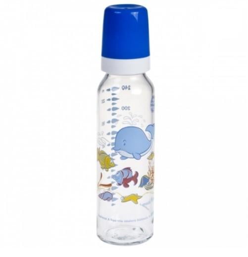 Пляшка Canpol Babies 42/201 з малюнком скляна із силiконовою соскою 240 мл Синій