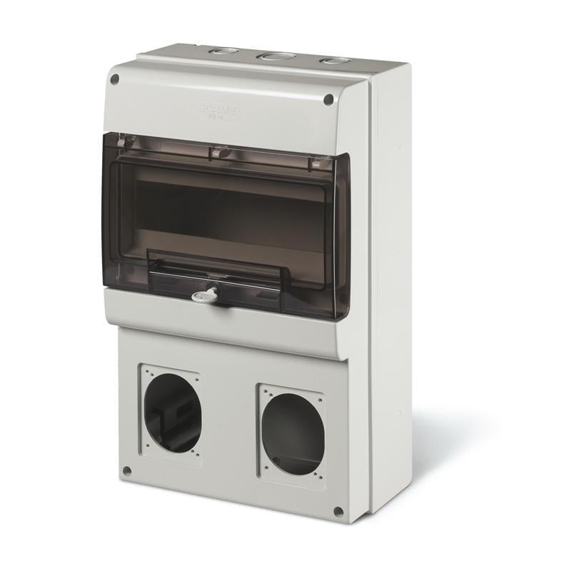 Корпус ДКС Quadro 12 модулей 2 посты основа 70х87 мм IP66 256x440x140 мм Серый (DIS6723300)