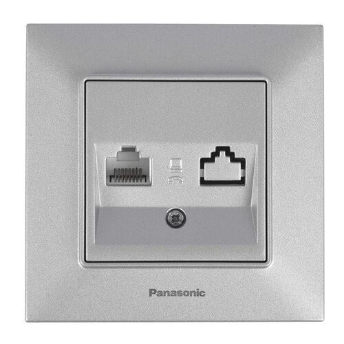 Розетка компьютерная Panasonic Arkedia Slim CAT5e RJ45 Серебристый (WNTC0404-2SL)