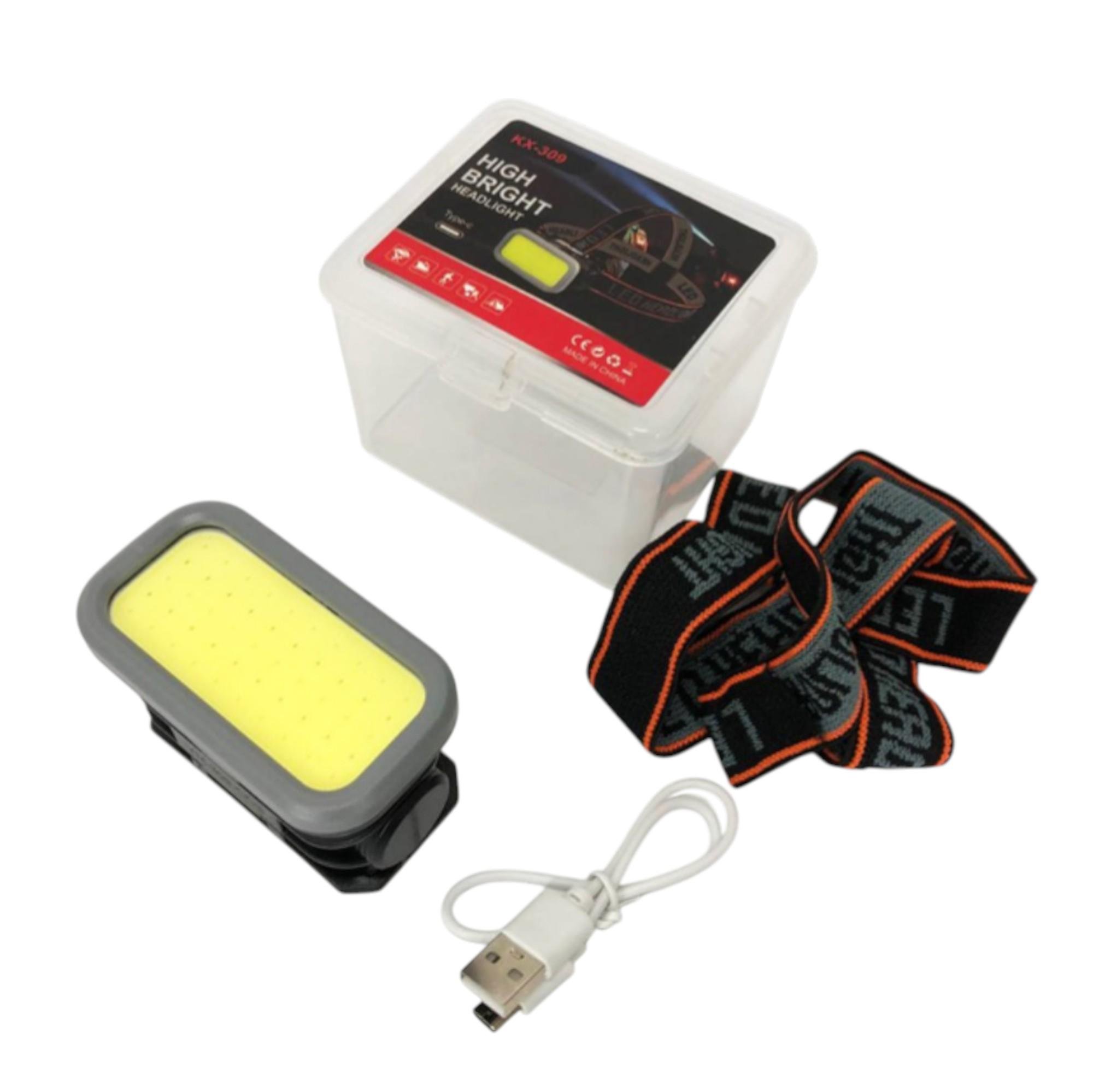 Фонарь налобный аккумуляторный YM309 COB с красным и белым светом