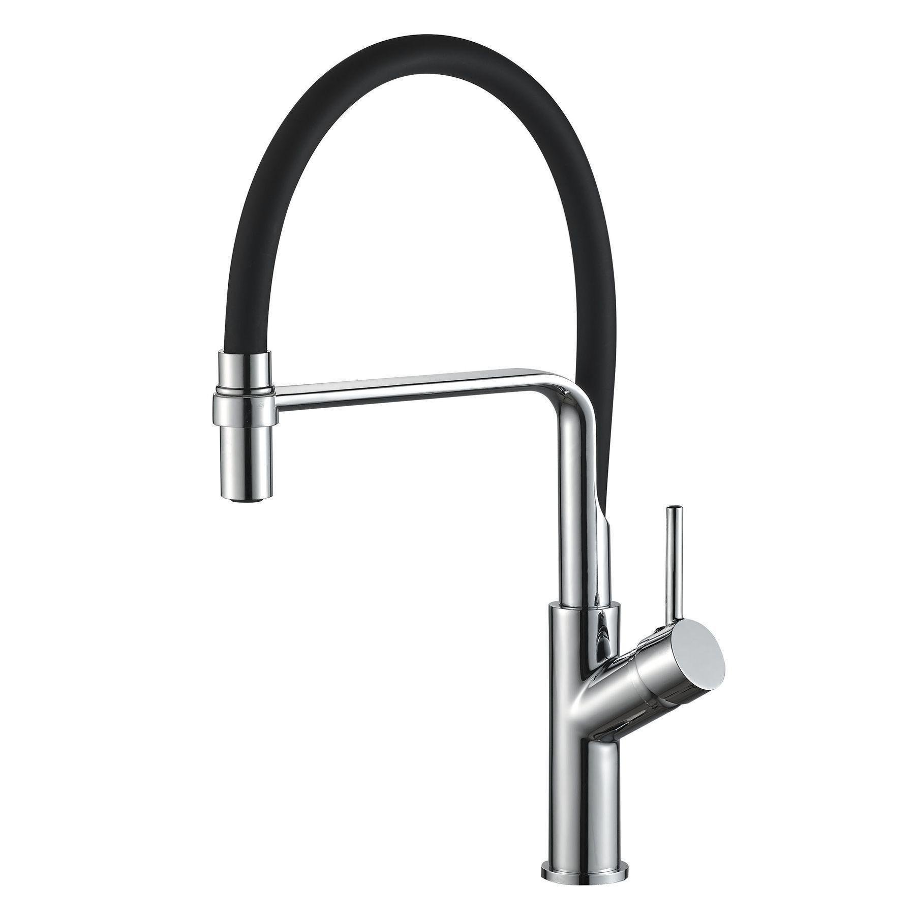 Смеситель для кухни с гибким изливом Globus Lux DENVER Flex GDF-32-00-01 Хром/Черный (22943)