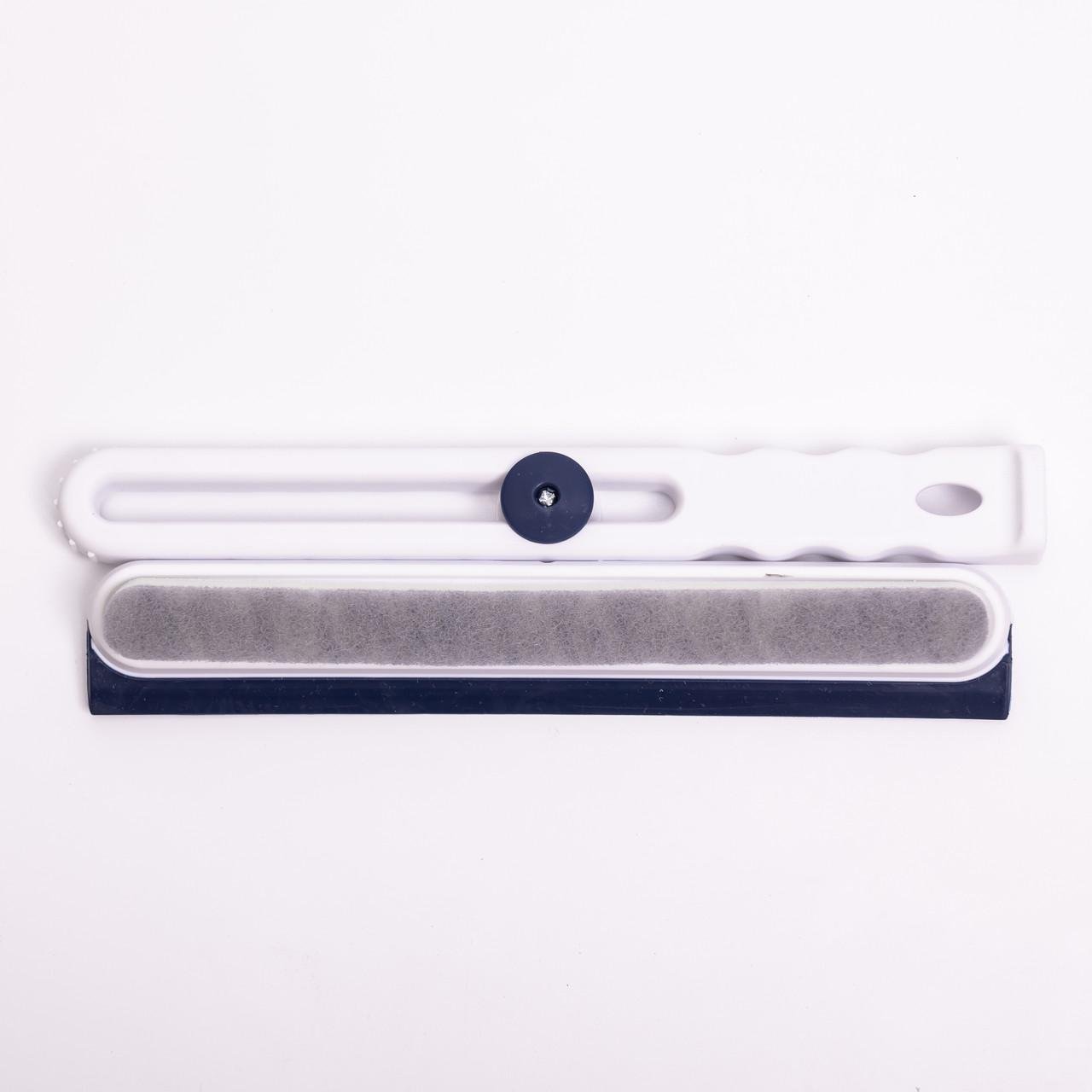 Скребок водозганя для миття скла складаний з абразивною губкою та гумовим лезом Блакитний (HP-35015-27BL)