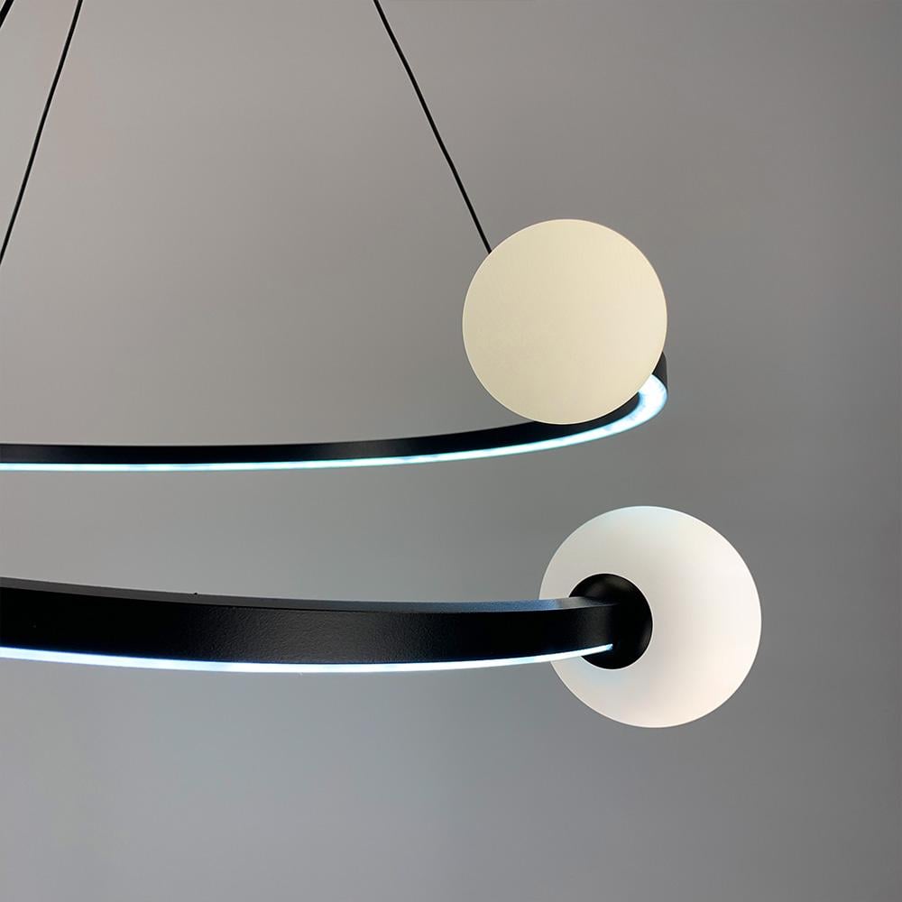 Люстра Ring LED з 2 білими плафонами 60 см Чорний (2473_6662) - фото 5 Люстра Ring LED з 2 білими плафонами 60 см Чорний (2473_6662) - фото 5