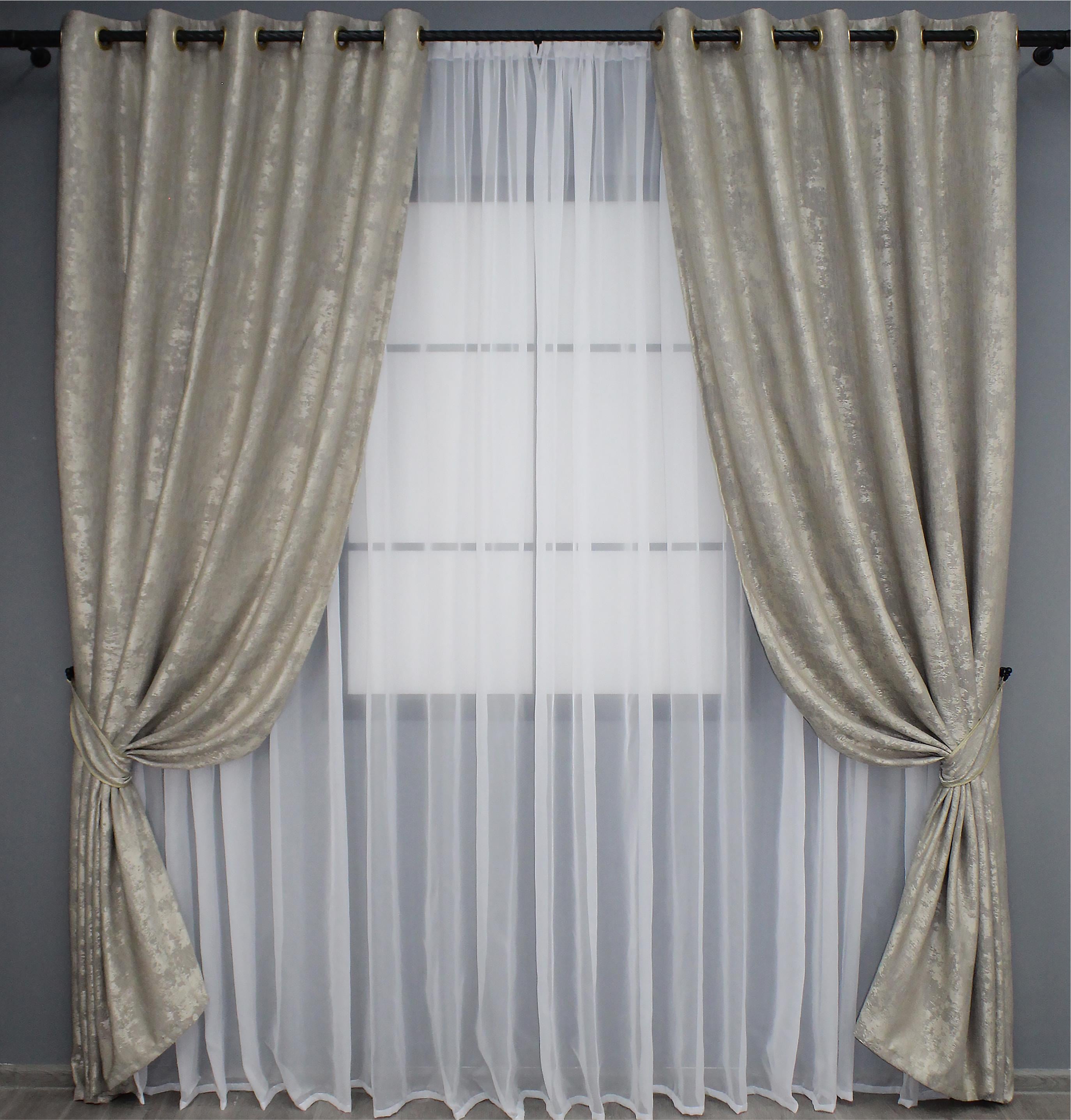 Комплект штор на люверсах VR-Textil жаккард Sultan XO № 1143ш 150х250 см 2 шт. Капучино (37-0026)