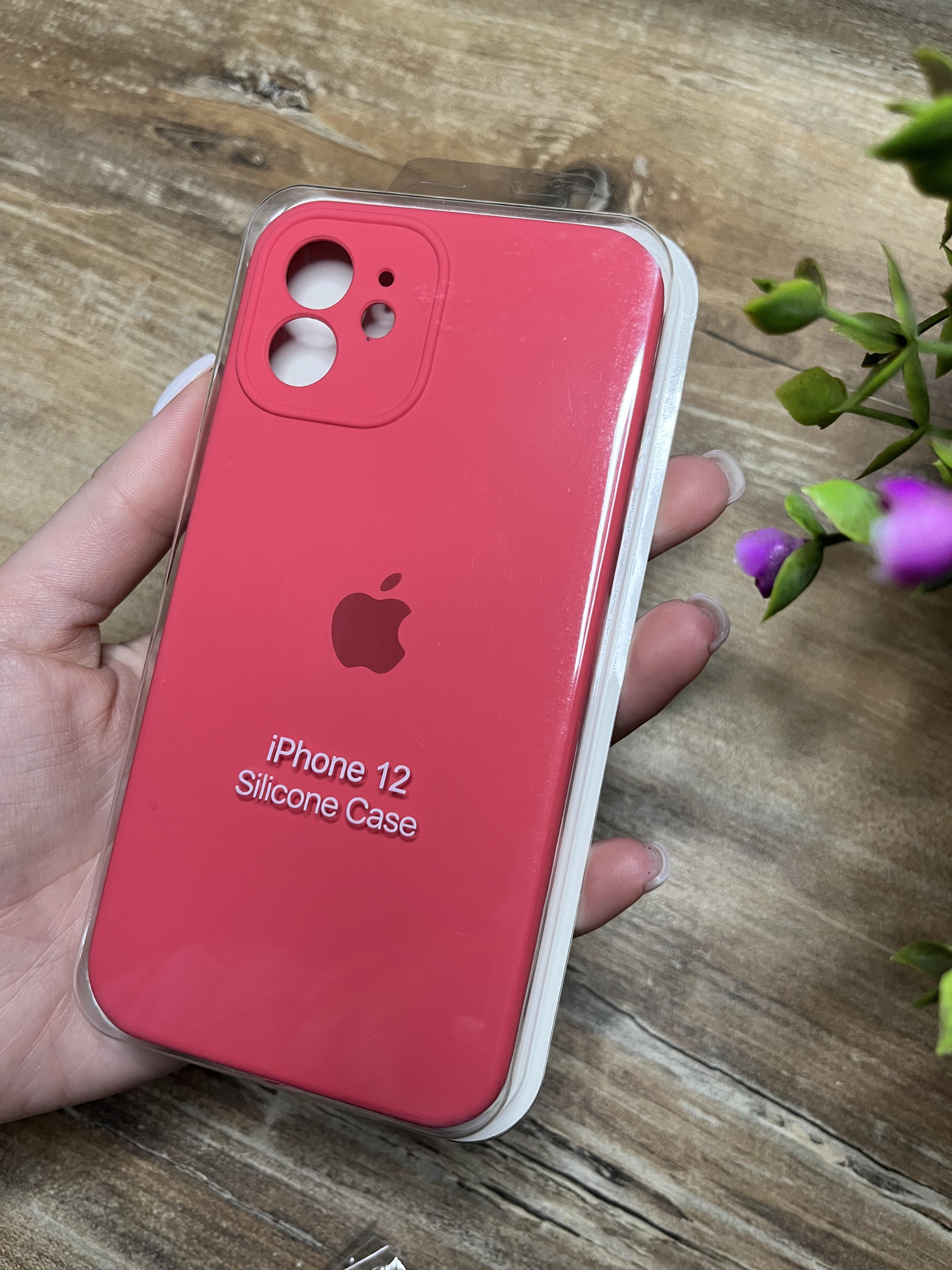 Чехол накладка на iPhone (Айфон) 12 квадратные борта silicone case full camera Apple
