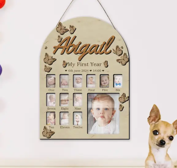 Фотоколаж дерев'яний The Frame Depot для першого року дитини на 13 фотографій Натуральний (first_year_butterfly) - фото 3