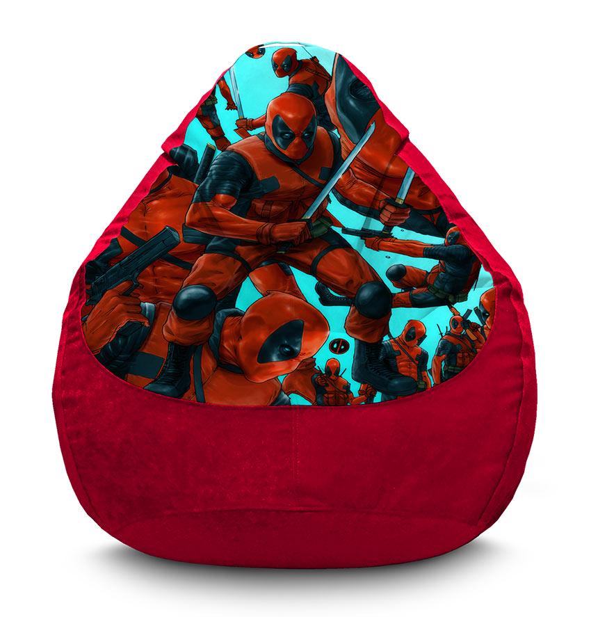 Кресло-мешок iPuff Deadpool Pattern флок XXL 90х125 см Красный (113906-1)