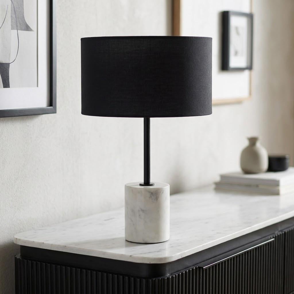 Лампа настольная Lucid Black finish white marble (16072)