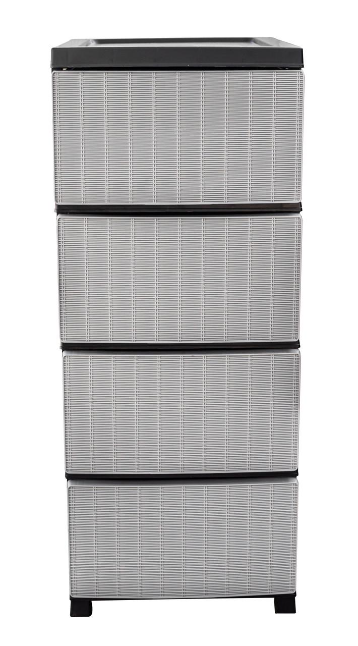 Комод пластиковый R-Plastic 34007 Ротанг на 4 ящика 86x45x35 см Серо-черный (5158-СРЧР) - фото 3 Комод пластиковый R-Plastic 34007 Ротанг на 4 ящика 86x45x35 см Серо-черный (5158-СРЧР) - фото 3