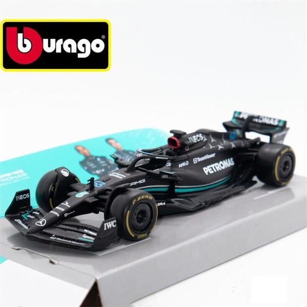 Колекційна модель Bburago Mercedes W14-63 із металу масштаб 1:43 Чорний - фото 6