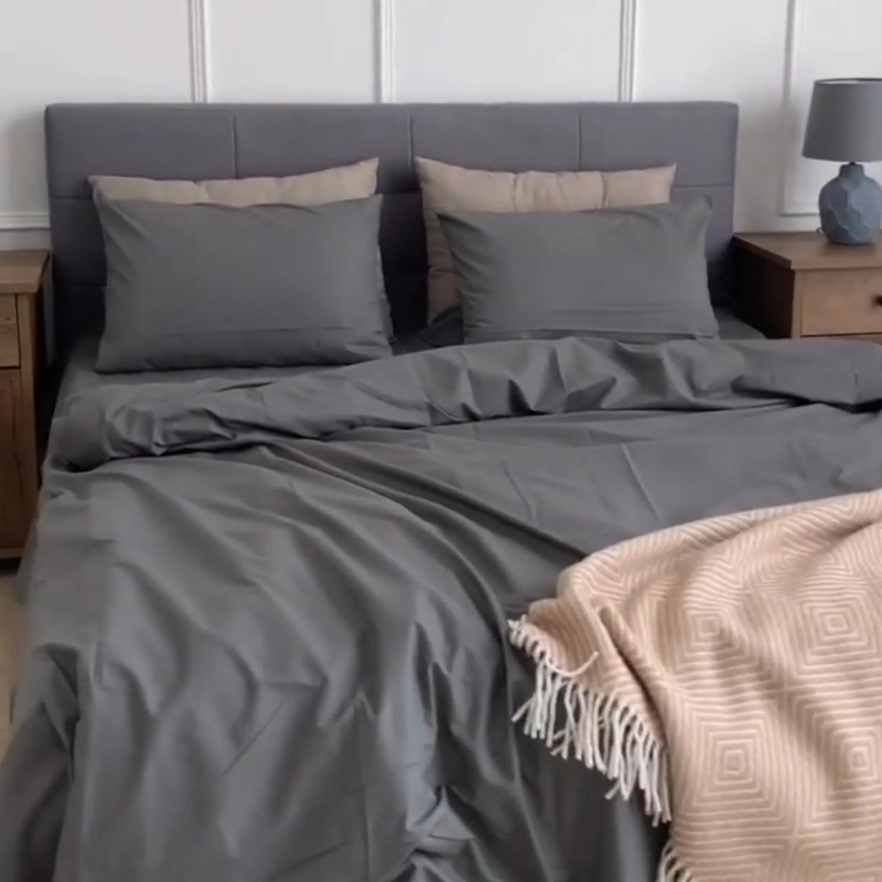 Пододеяльник односпальный поплин Lux 135х215 см Темно-серый (2218573870)