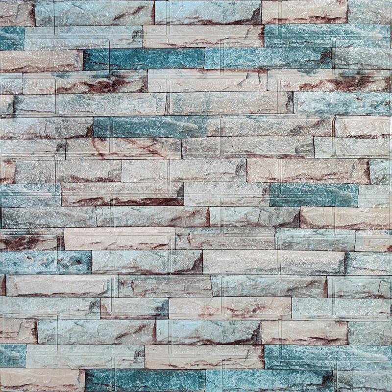 3D-панель декоративная самоклеящаяся под кирпич 700x770x3 мм Бирюза светло-коричневый (BPN3-048)