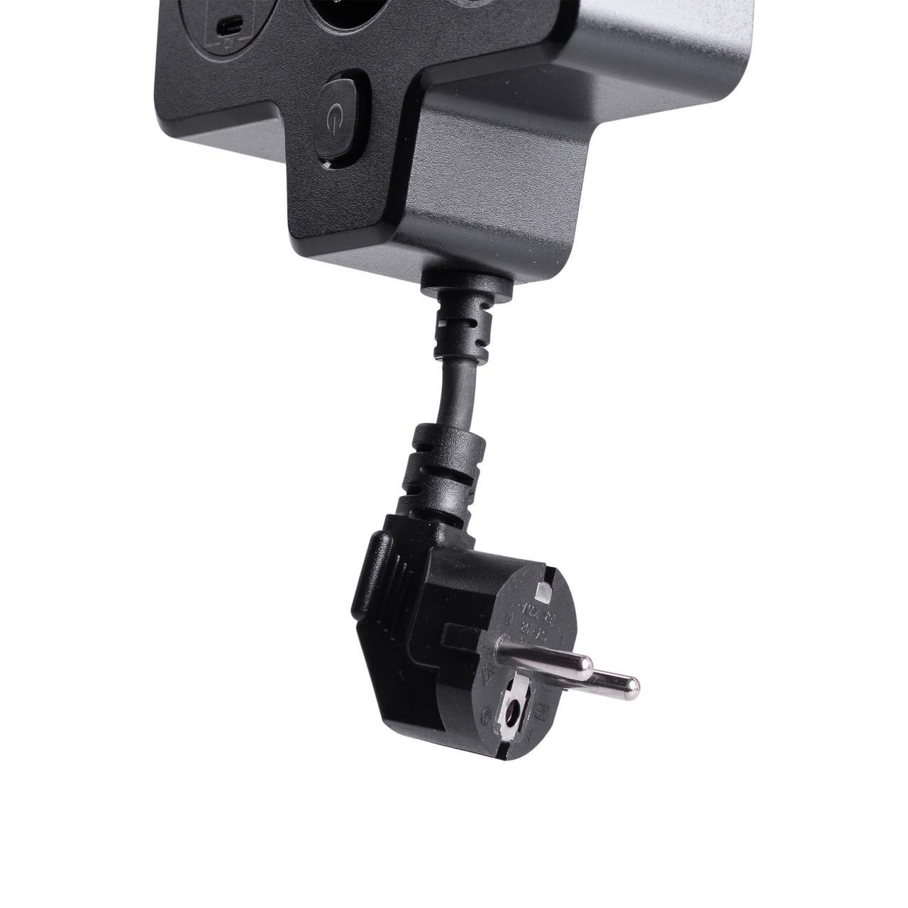 Подовжувач HP-5-18 на 2 євро розетки з 2 USB та 2 Type-C Чорний (7436) - фото 6