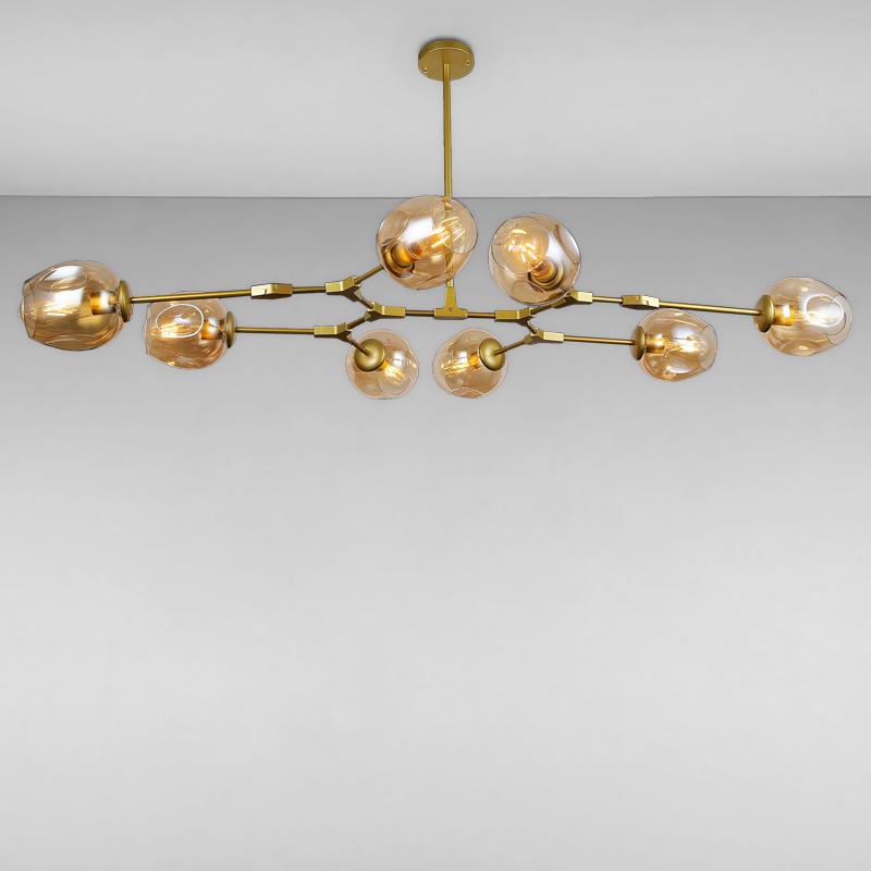 Люстра підвісна Light House LS-15226-8 GD+BR молекула на вісім ламп Золото/Коричневий