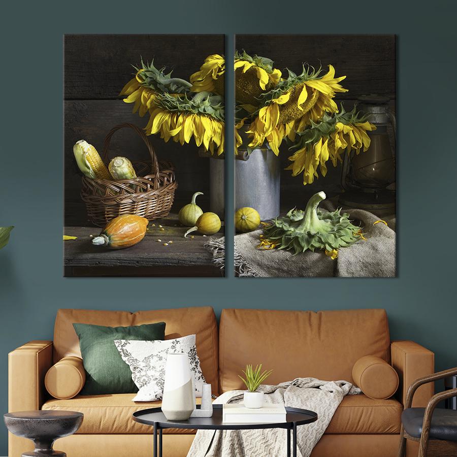 Картина на холсте Натюрморт с солнечными подсолнухами 111x81 см (993-2)