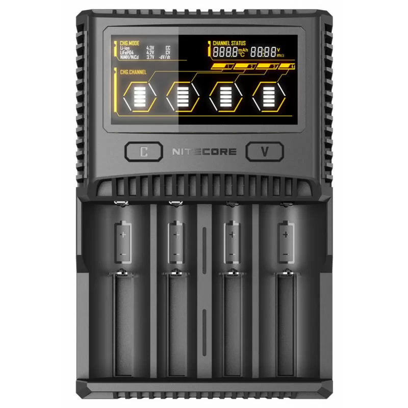 Зарядное устройство для аккумуляторов Nitecore SC4 Ni-Cd Ni-Mh Li-Ion IMR LiFePO4 220 V-12 V