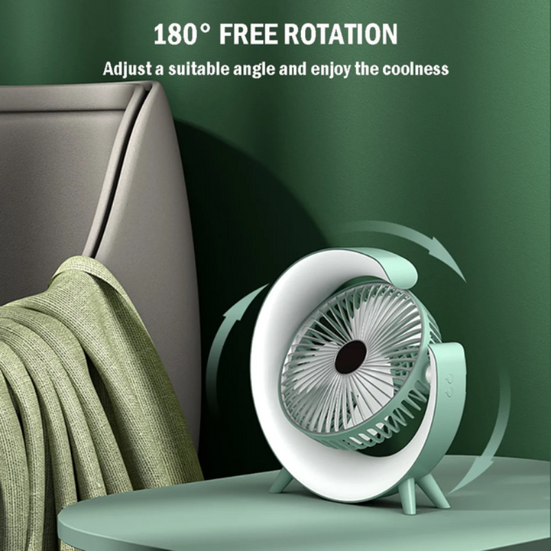 Вентилятор компактный настольный с RGB-подсветкой USB Зеленый (2598228292) - фото 10