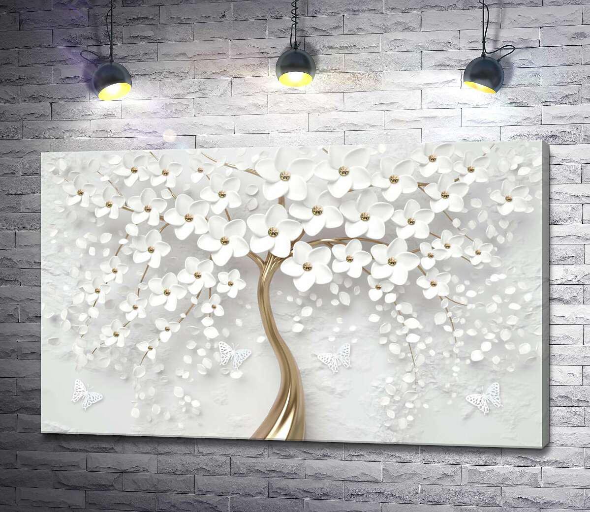 Картина ArtPoster Білосніжні квіти золотої сакури 100x63 см Модуль №1 (003962)