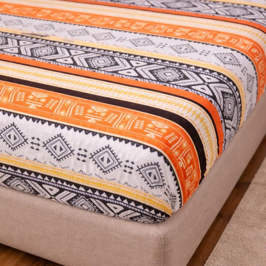 Простынь на резинке Солнечное этно бязь 140х190х25 см (207945991)